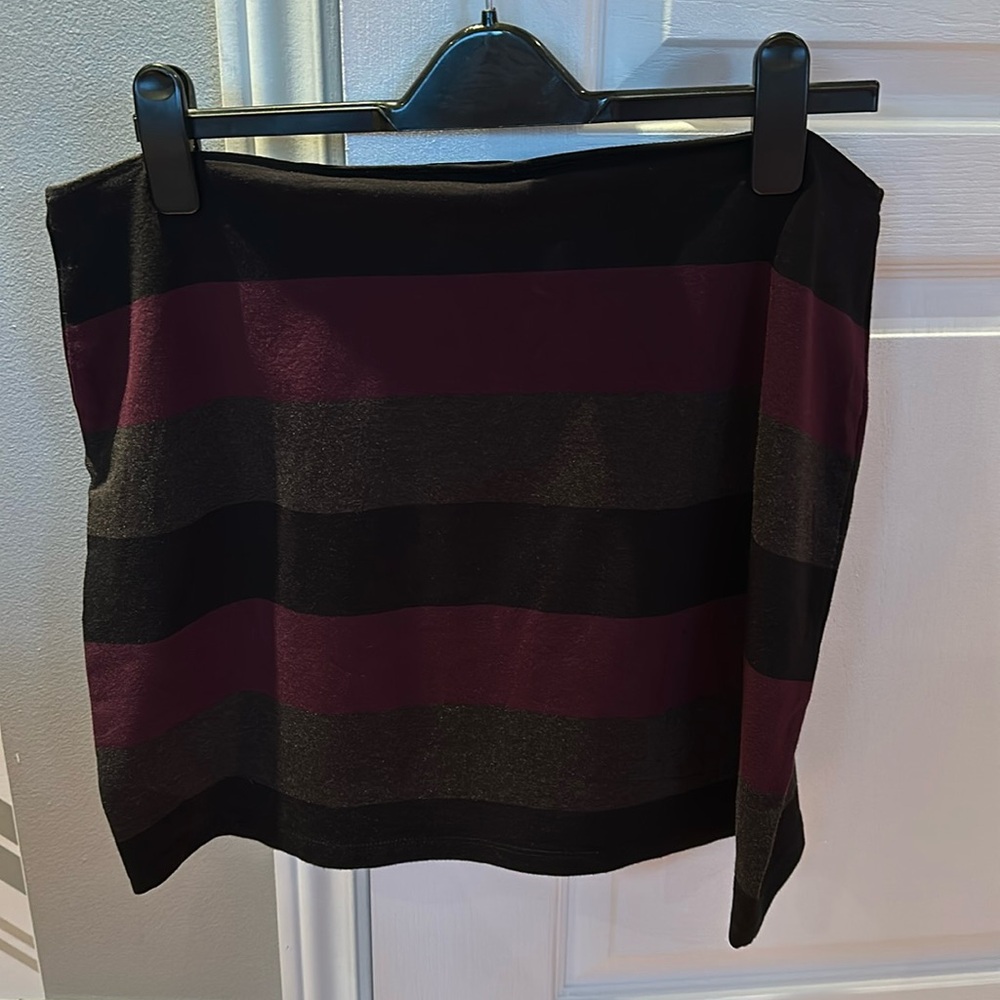 Miik Striped Black, Grey, and Deep Plum Women’s Skirt